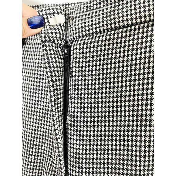 Zara Basic Collection Women's Black White Houndstooth Pants Ruffle Trim Pockets - Picture 4 of 8